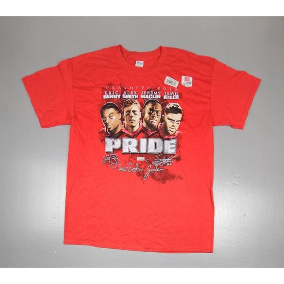 Kansas City Chiefs T-Shirt Mens Large. 2015 Playoffs NFL Football Travis Kelce‎ - Picture 1 of 7